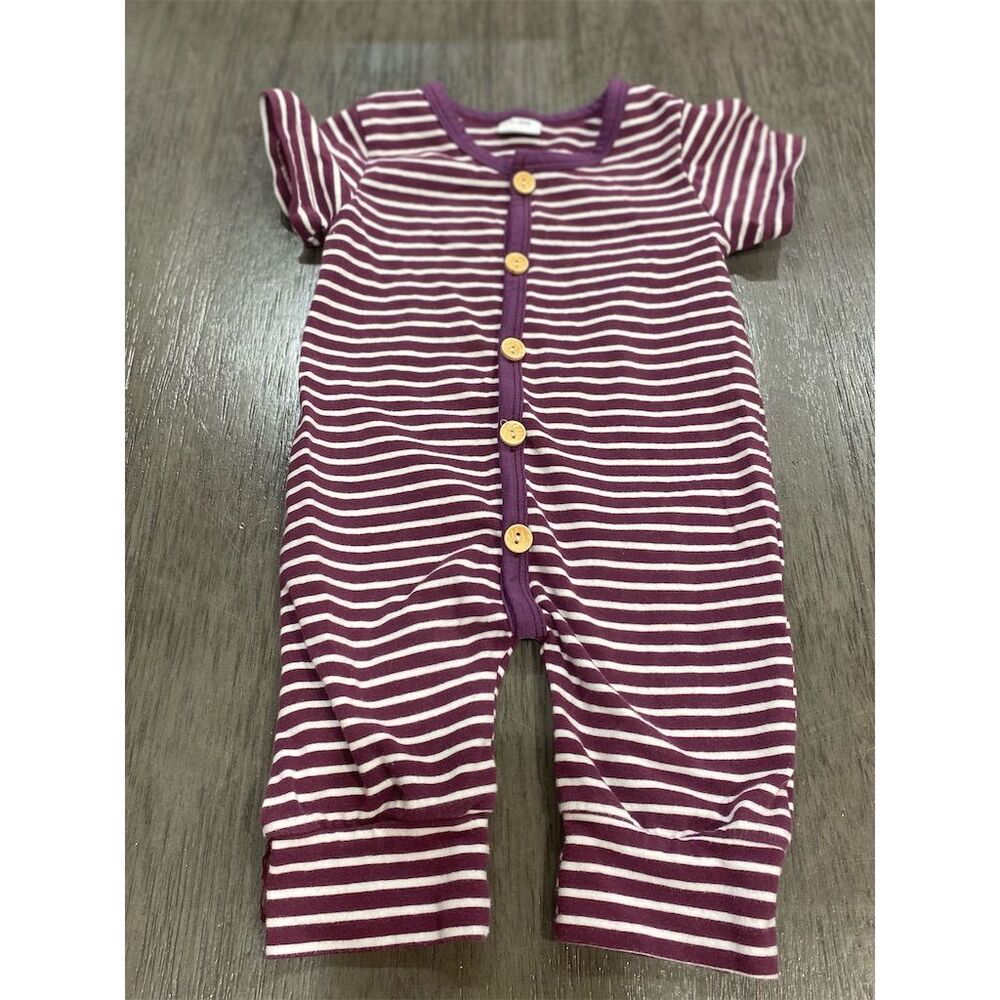 Baby Kids Striped Pajama Set Purple White Size 3m